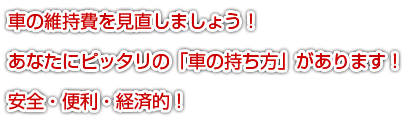 車の維持費を見直しましょう！あなたにピッタリの「車の持ち方」があります！安全・便利・経済的！